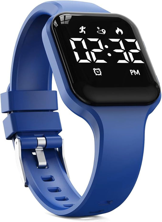 Kids Fitness Tracker,Digital Pedometer Watch，Sport Watch, Steps Counter, Waterproof, Alarm Clock for Boys Grils Kids Children (Deep Blue)
