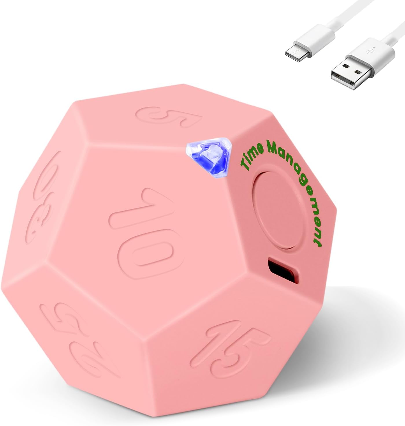 Pomodoro Timer, 11 Preset Time Productivity Timer, Ring/Vibrate Mode Productivity Cube, Type C Rechargeable Kitchen Cooking Timer for Cooking, Learning, Exercise and Beauty-Pink