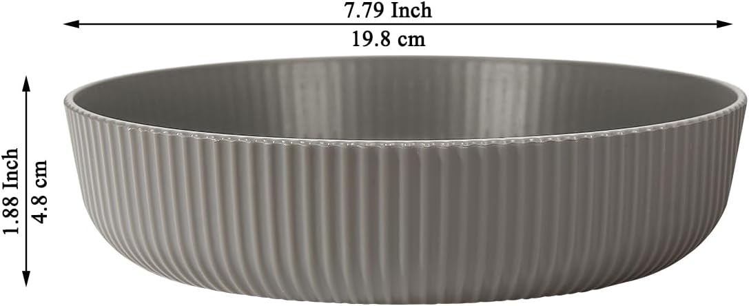 Kyraton Pasta Bowls Set of 4, 37oz Salad Bowls Soup Bowls Large Pasta Serving Bowl Plastic Unbreakable Serving Dishes Dinner Bowls (Grey)