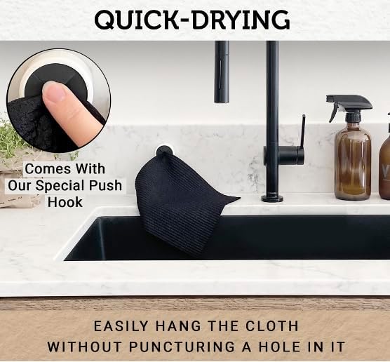 Original Kitchen Towel Holder with Adhesive, Push & Hang Dish towels, Hand towels, Accessory for Bathroom, RV, Shower (White)