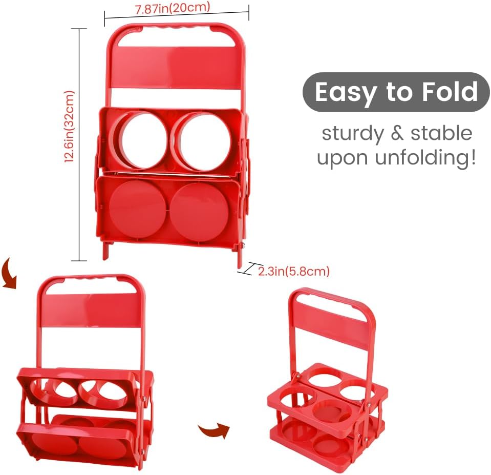 musbus Reusable Drink Carrier with Handle for Doordash, Grubhub, Portable Cup/Coffee Holder Accessories for Delivery, Foldable Drinks Caddy with Tray, Car Durable Plastic Festive Bottle, Vacation