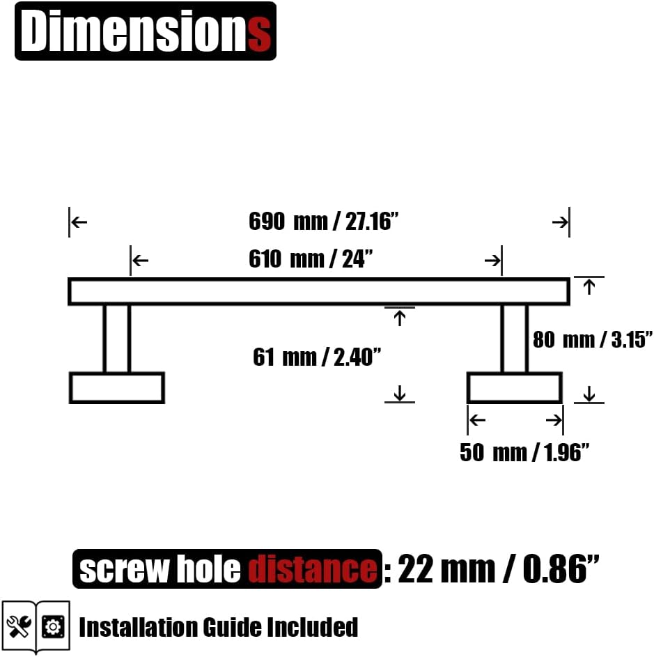 JQK Oil Rubbed Bronze Towel Bar, 27 Inch 304 Stainless Steel Thicken 0.8mm Towel Rack Bathroom, Towel Holder Wall Mount, Useable Length 24 Inch 2 Pack, TB110L24-ORB-P2