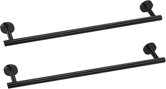 Cilee 2 Pieces Matte Black Bathroom Towel Bar, 24 Inch Double Towel Racks,Bathroom Towel Holder Towel Hanger for Bathroom Stainless Steel Wall Mount