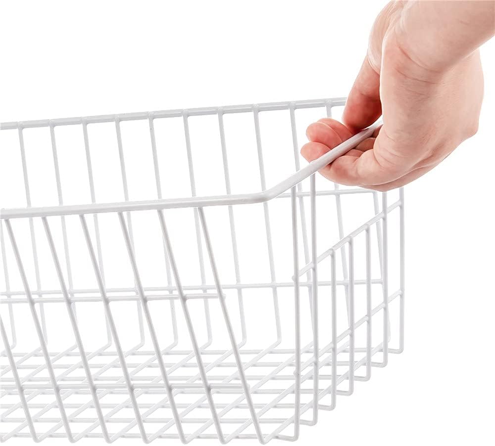 SANNO 15.7" Freezer Wire Baskets Refrigerator 4 Freezer Baskets Wire Metal Storage Basket, Modern Farmhouse Storage Organizer for Pantry, Shelf, Kitchen, Cabinet, Bathroom 15.7"x7.9"x5.9"