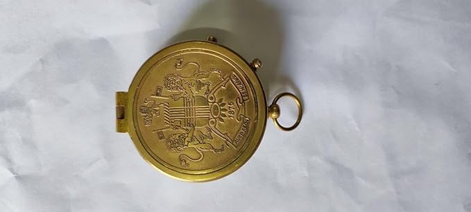 3"" Antique Brass Pocket Compass Navigational Collectible Push 1857 Compass