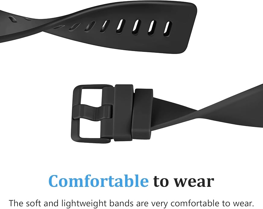 3 Pack Sport Bands Compatible with Fitbit Versa Bands, Classic Soft Sport Replacement Wristbands for Fitbit Versa 2 Smart Watch Women Men
