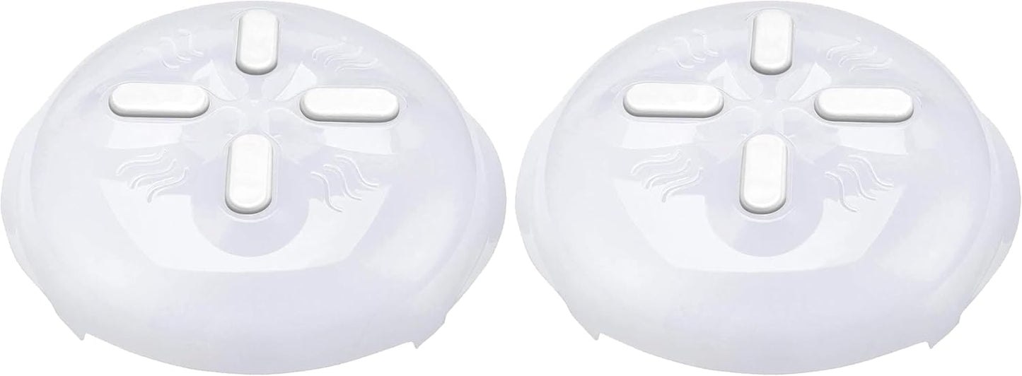 Magnetic Microwave Cover for Food | Clear Microwave Splatter Cover | Microwave Plate Cover with Steam Vents | Food Grade Dish Cover | BPA-Free | Dishwasher Safe | White (Pack of 2)