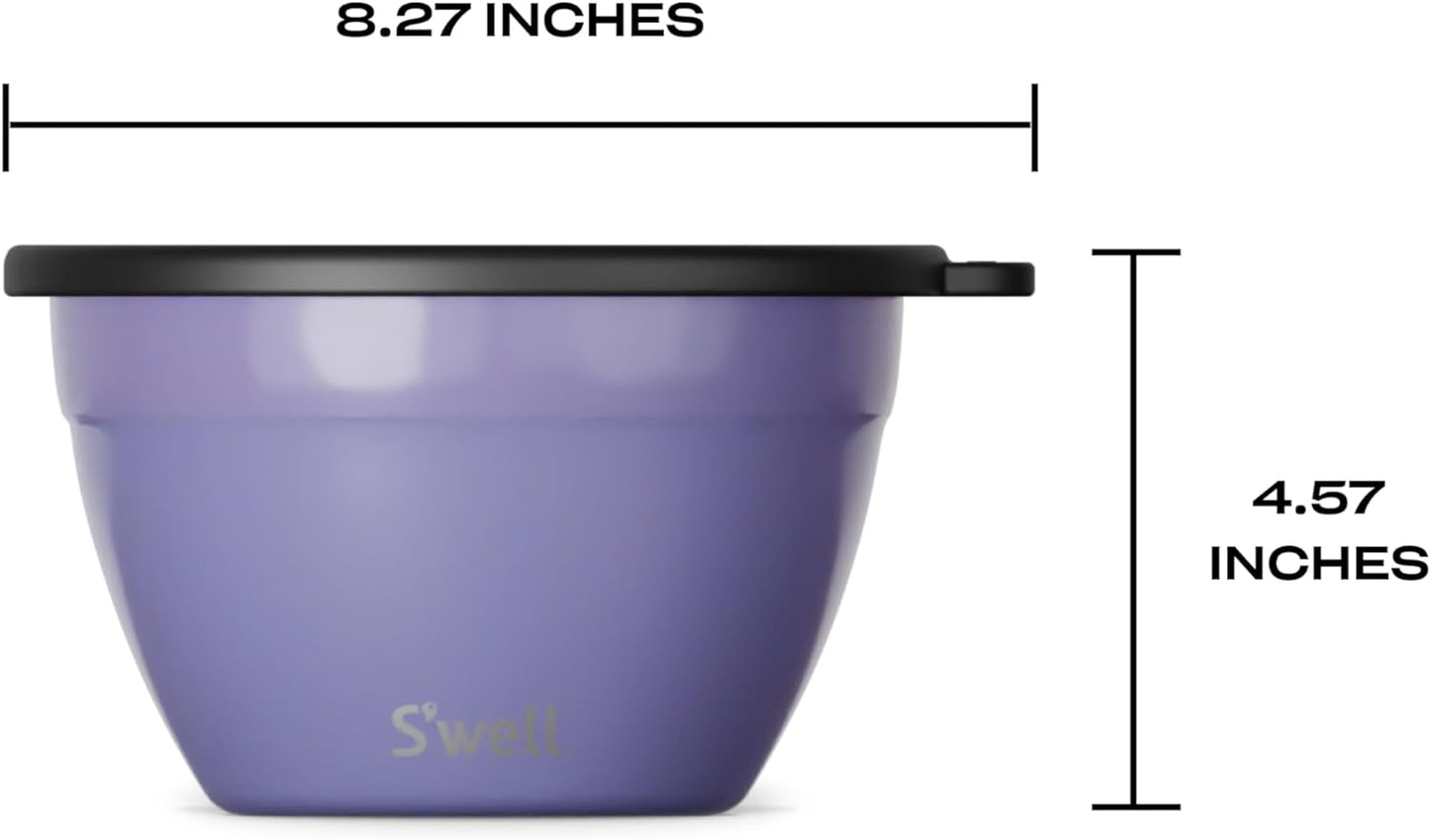 S'well Stainless Steel Salad Bowl Kit 64oz, Hillside Lavender, Comes with 2oz Mini Canister and Removable Tray for Organization, Leakproof, Easy to Clean, Dishwasher Safe