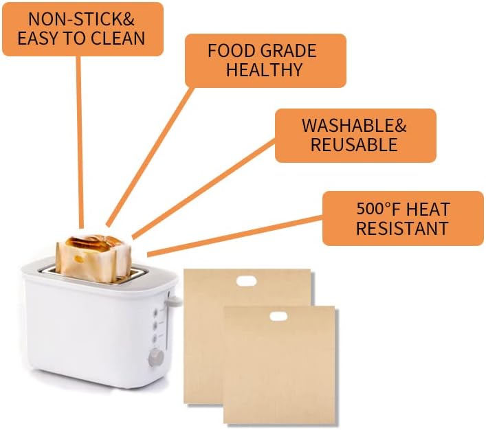 8 Pack Toaster Bags Nonstick Reusable Easy to Clean for Grilled Cheese Sandwiches Toast Bread Snacks (8)