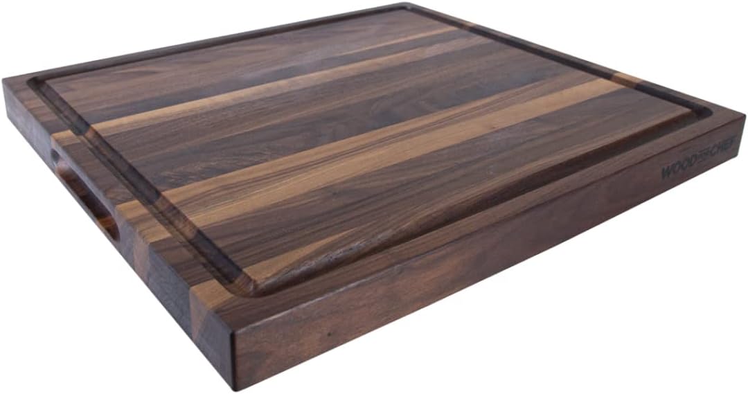Medium Wood Cutting Board from American Walnut - A Butcher Block That Comes with Juice Groove for Cutting Meat and Juicy Veggies Easily - Walnut Chopping Board - 16x12x1.5 inches