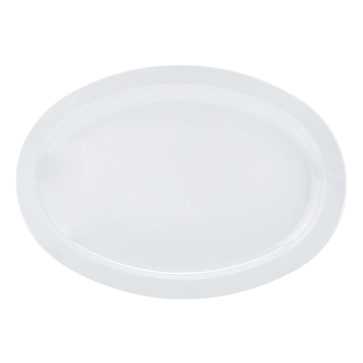Amazon Basics Melamine (Plastic )Oval Platter Narrow Rim, 6 Piece Set, 13 in x 9.75 in, White (Previously AmazonCommercial brand)