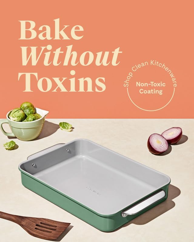 Caraway Non-Stick Ceramic 9”x13” Rectangle Pan - Naturally Slick Ceramic Coating - Non-Toxic, PTFE & PFOA Free - Perfect for Brownies, Lasagnas, and More - Navy