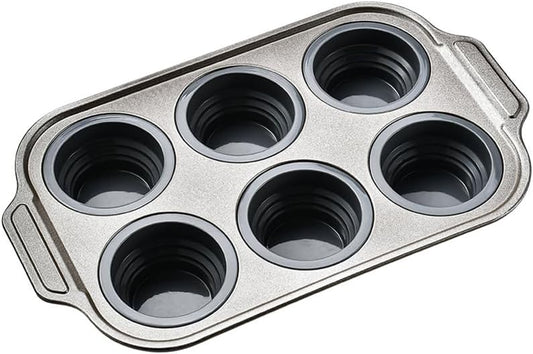 Silicone Muffin Pan with Metal Frame, Egg Bite Maker Silicone Molds for Baking, Cupcake Pans 12 Regular Size, Muffin Tins Easy to Pop Nonstick Non Toxic Bakeware for Oven (Gray-6)