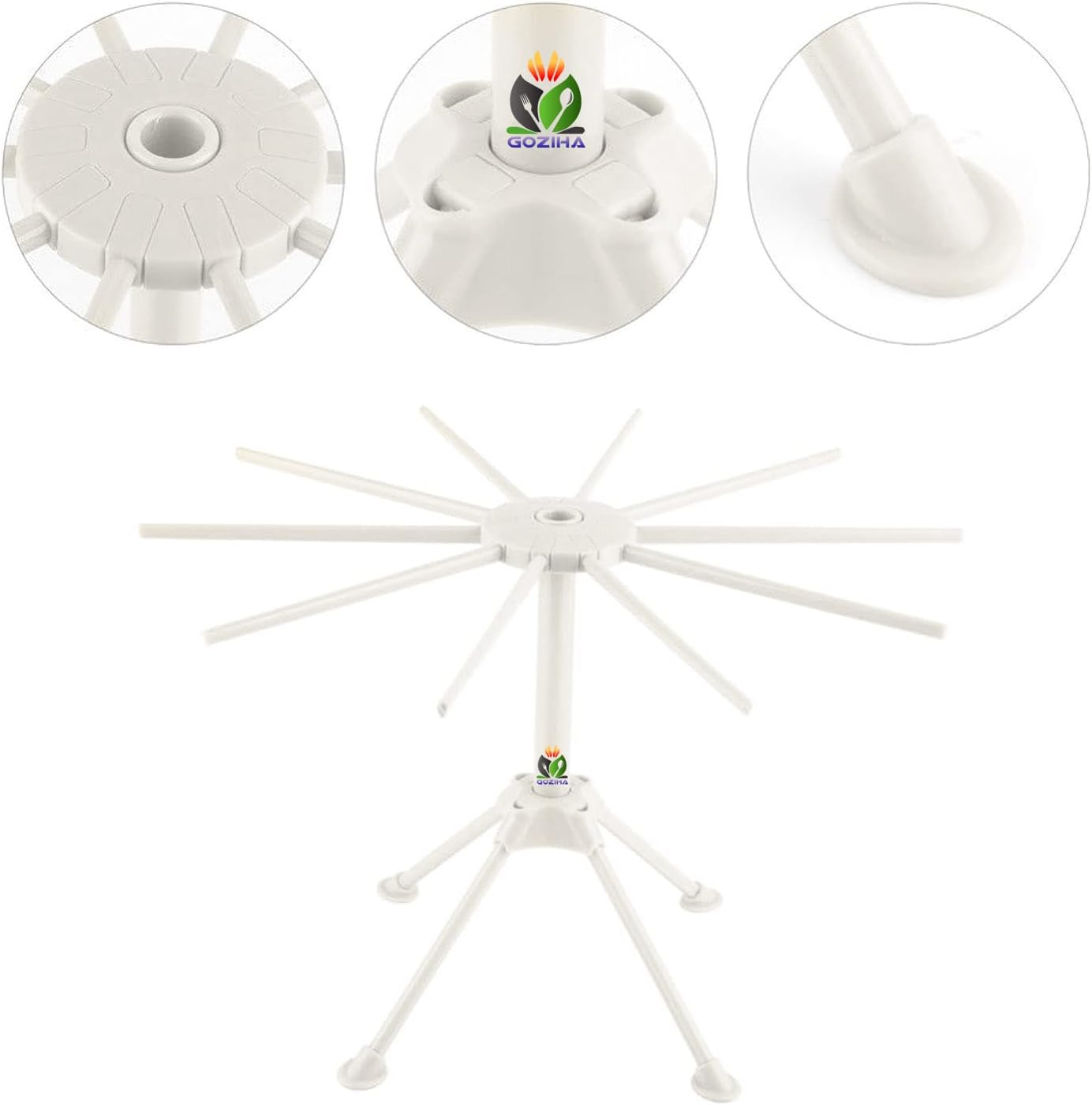 GOZIHA Kitchen Pasta Drying Rack | Make Homemade Fresh Pasta | Household Noodle Dryer Rack Hanging for Home Use | Spaghetti Drying Rack Noodle Stand | Easy Storage and Quick Set-Up (White)