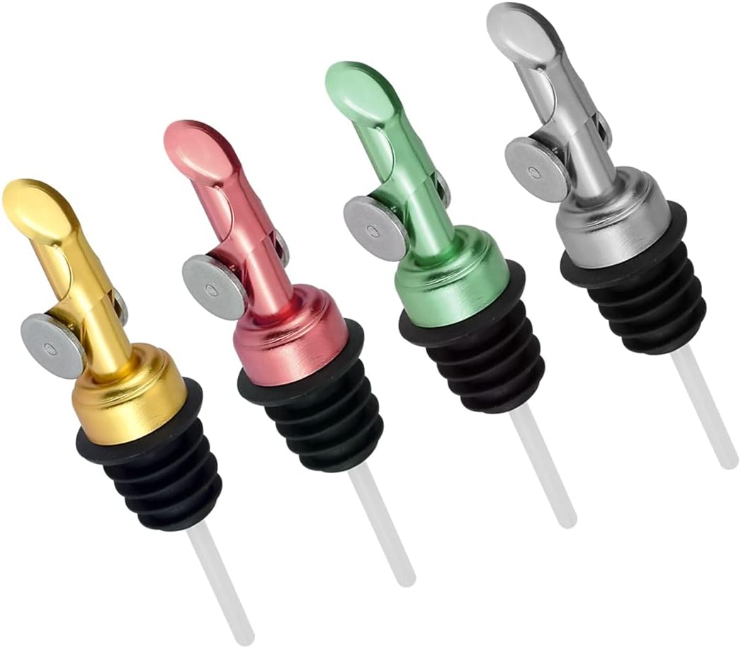 MEETSWEET Automatic Stainless Steel Pour Spout, Leak-Proof for Olive Oil, Vinegar, Wine and Other Liquids (Green)