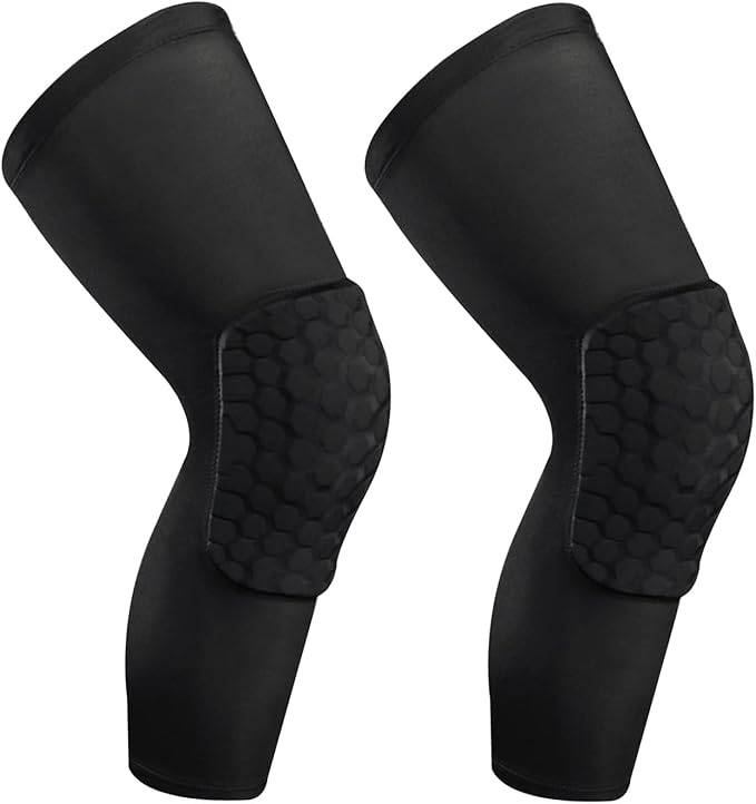 Laiiqi Compression Knee Pads Leg Sleeve, Hex Knee Pads for Basketball Honeycomb Anti Collision Knee Pads Long Kneepads Non-Slip Football Knee Pads for Youth Adult