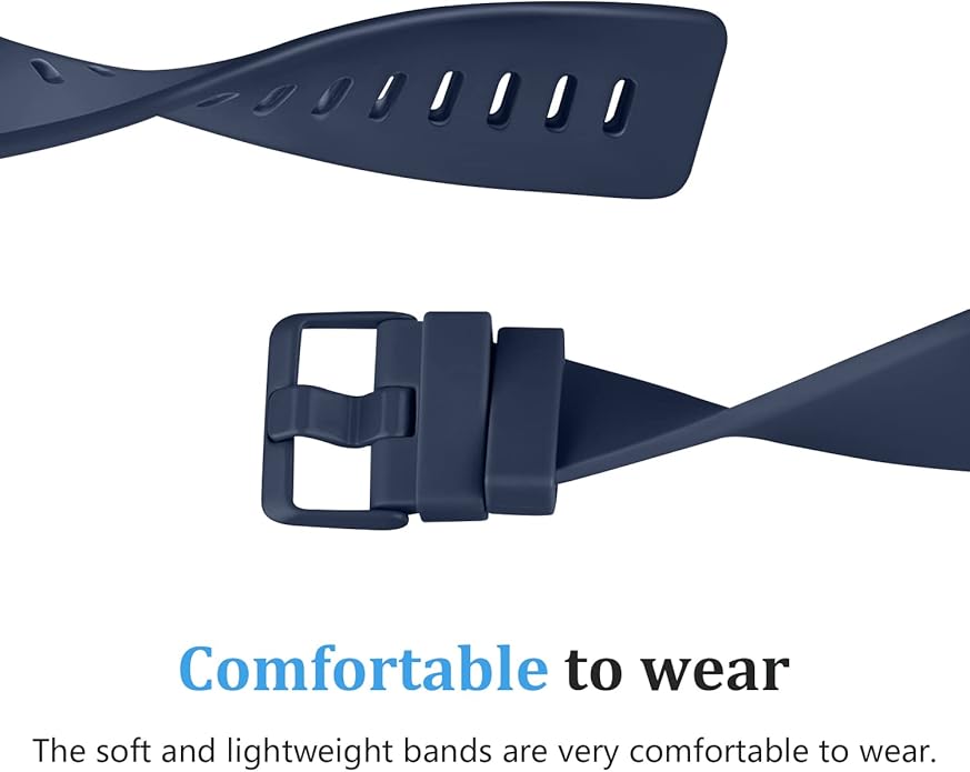 3 Pack Sport Bands Compatible with Fitbit Versa Bands, Classic Soft Sport Replacement Wristbands for Fitbit Versa 2 Smart Watch Women Men