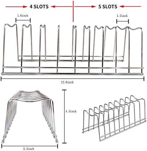 Pot Lid Organizer, Kitchen Pot Lid Rack Holder, Rest Cutting Board, Baking Sheet, Pots & Pans, Serving Trays, Stainless Steel (Silver, 2)