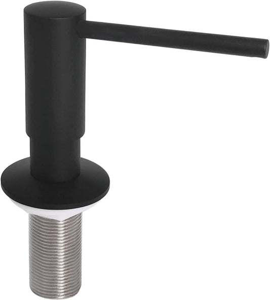 Matte Black Built in Dish Soap Dispenser for Kitchen Sink, Under Counter Brass Pump Head Hand Soap Pump with 17 OZ PET Soap Bottle Refill from Top, Undermount Brass Liquid Soap Dispenser