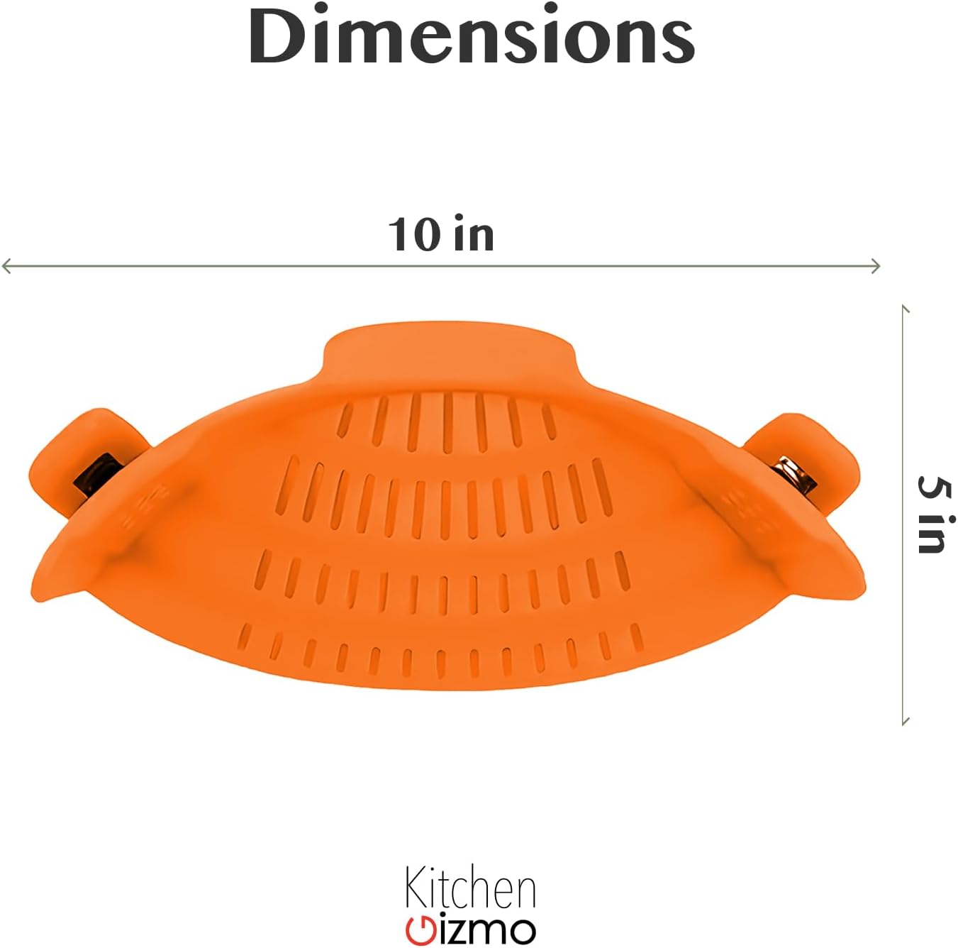 Kitchen Gizmo Snap N Strain Clip On Strainer for Pots and Pans - Adjustable Silicone Colander for Kitchen - Compact Clip-On Food Strainer for Draining Pasta and Vegetables - Orange