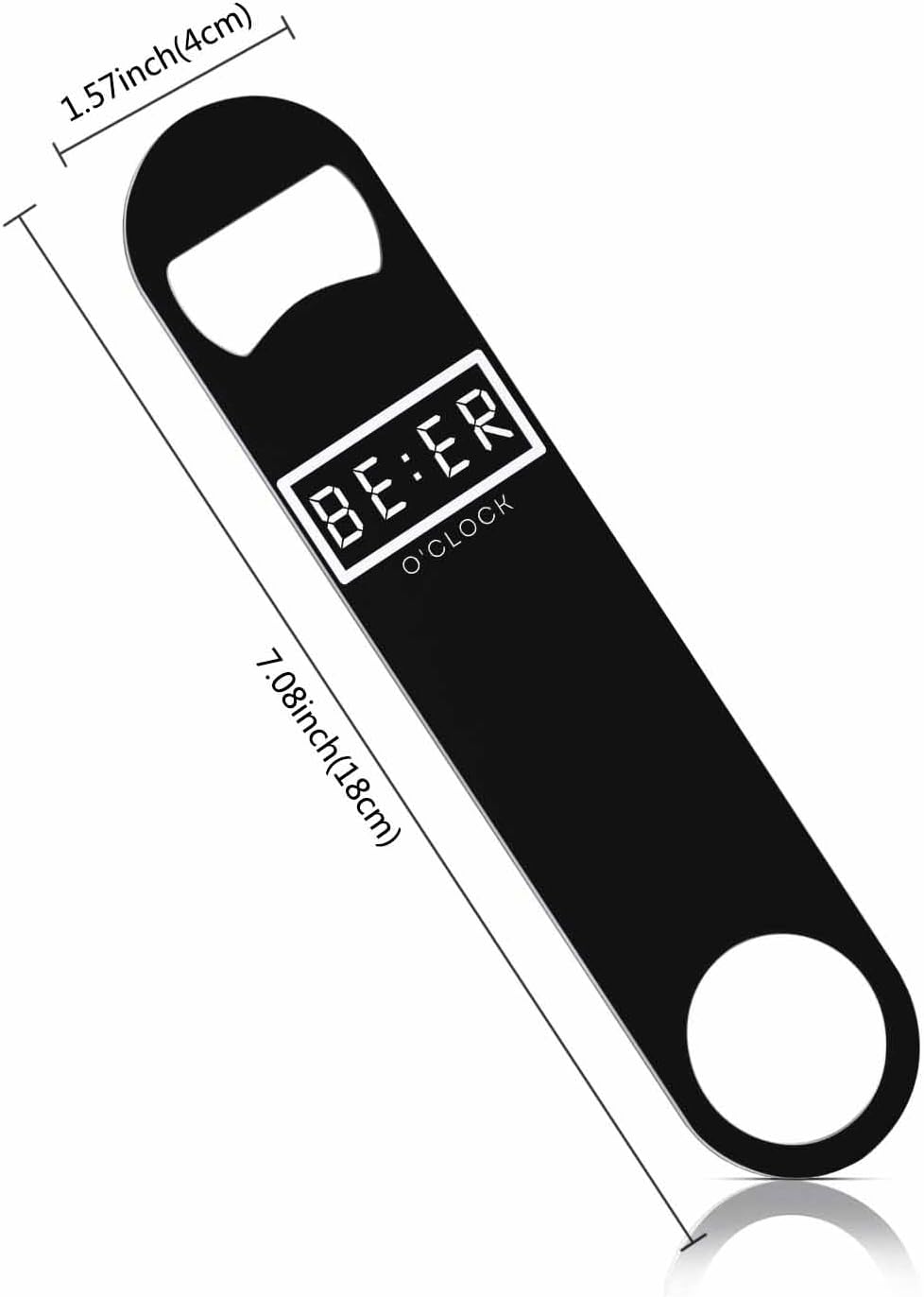 Stainless Steel Bottle Opener Beer O'Clock Simple Art Black Flat Beer Bottle Opener Keychain for Home Kitchen Bar Restaurant Party Birthday Gift