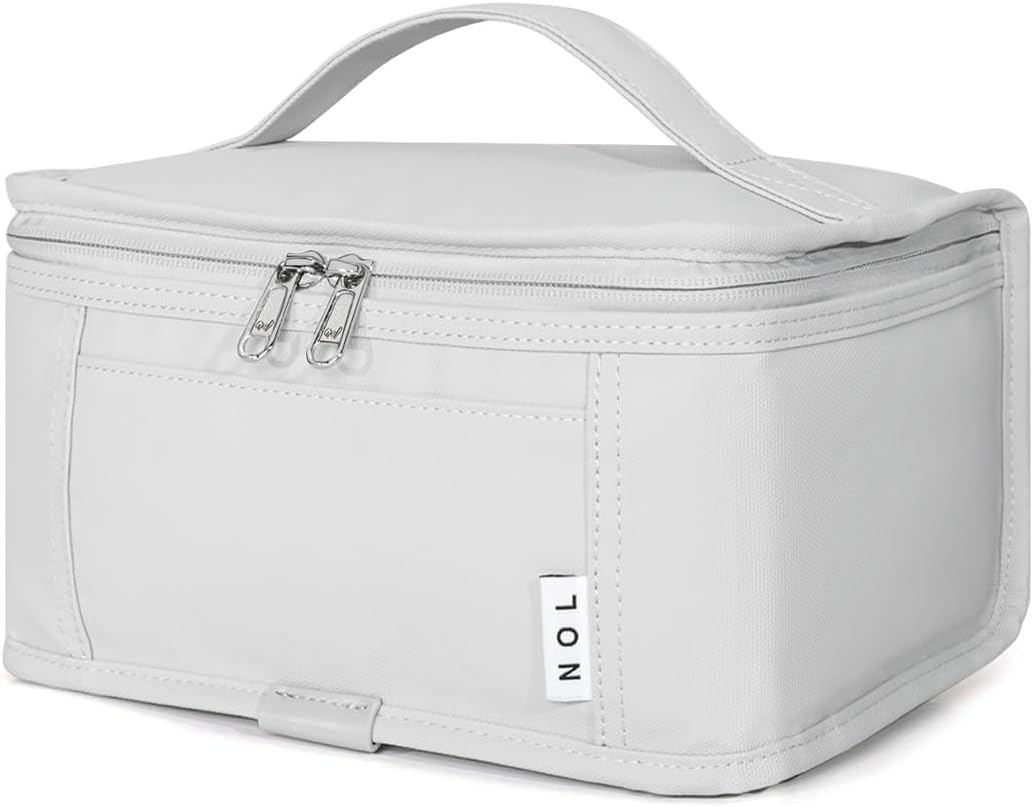 NOL Natural Organic Lifestyle Small Lunch Bag Mini Lunch Box Insulated Lunch Bag for Men/Women Leakproof Cooler Tote Bag Lightweight Nylon Waterproof Lunch Box For Work, Gray white