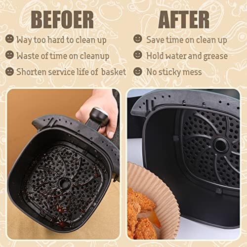 Disposable Paper Liner Round 250 Pcs for 4 to 8 Qt Air Fryer Baskets, Non-stick Oil-proof Parchment Liner Cooking Paper