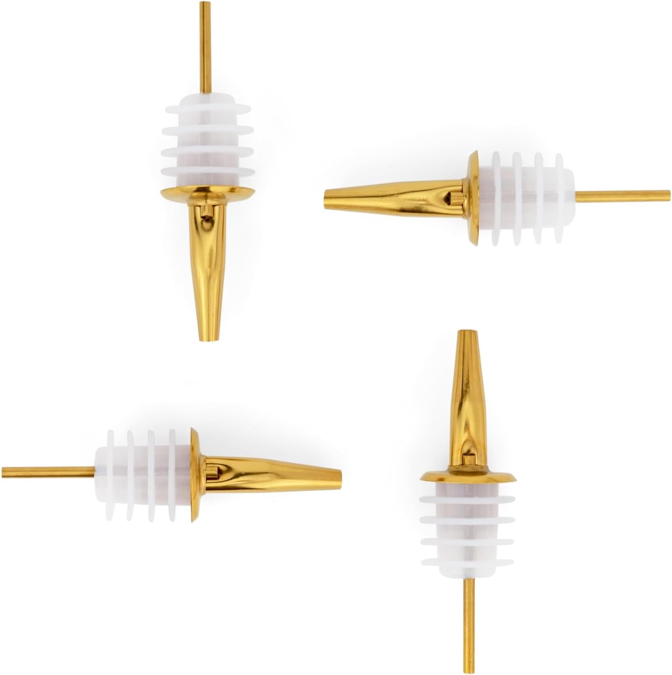 Molimoli Pour Spout Made of Stainless Steel with Automatic Anti-Oxidation Mechanism, Bottle Pourers for Alcohol and Liquor, Olive Oil Dispenser Spout, Wine Pourer Spout,Pack of 4,Gold