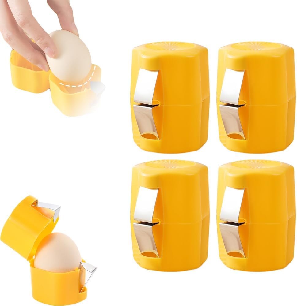 2026 New Egg opener, Egg Shell Separator for Raw Eggs Gadgets Cracker Tool, Upgrade Stainless Steel Egg Cutter Egg Cracker Tool Multifunctional Egg Cutter Multipack (4, Yellow)