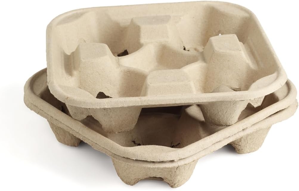 Bluetable 4 Cup 8 oz. - 32 oz. (300 Pack) For Disposable Cups, Delivery Carrier- To Go - Coffee Drinks or Iced Drink Holder Molded Fiber [300 Case Pack]