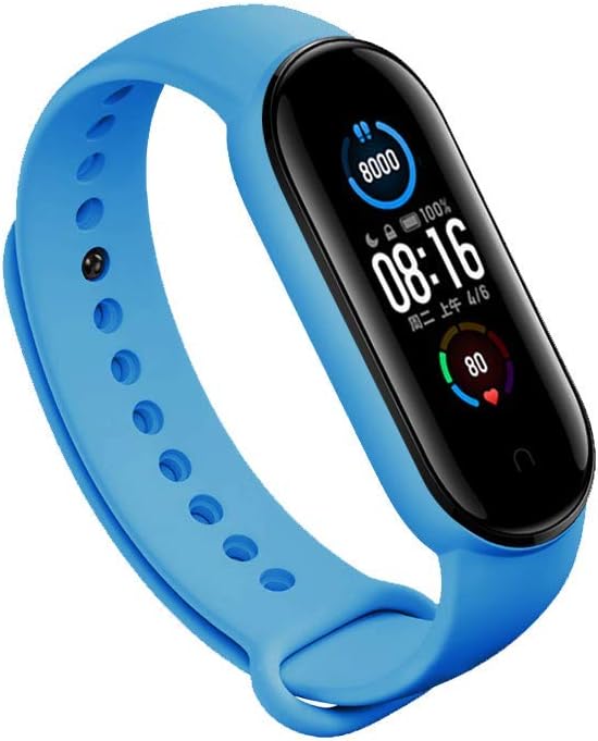 LeongLzt(4/5/8 PACK) Xiaomi Mi 5/6/7 Strap/Amazfit Band 5/6 Replacement Bands for Mi Band 5/6/7 SmartWatch Bands & Amazfit Band 5/6, Skin-Friendly Soft & Flexible Silicone Straps for Male and Female