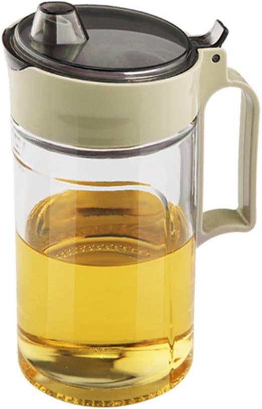 TENTA KITCHEN Olive Oil Vinegar Syrups Bottle Dispenser Cruet - 550ml(18.6 Oz) Oil Bottle Glass With No Drip Plastic Bottle Spout And Protective Cap (Beige 1PC)