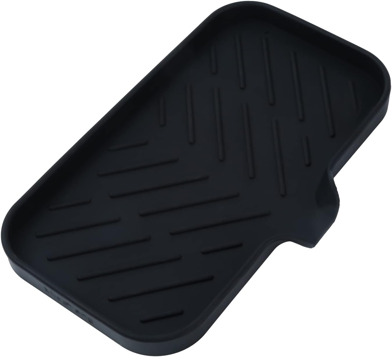 Silicone Bathroom Soap Dishes with Drain Spout-Bathroom and Kitchen Sink Organizer,Sponge Holder,Dish Soap Tray,Perfect for Dispenser,Scrubber,Bottle,Cup on Sink or Counter-Black 9.6"×5.3"