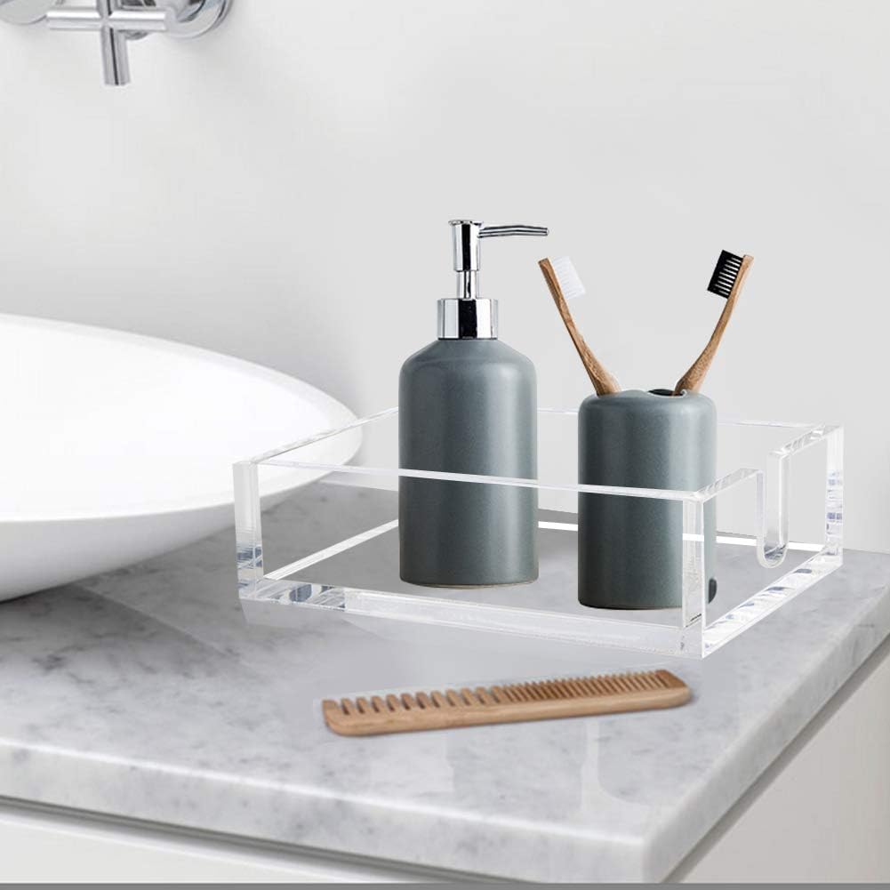 Acrylic Guest Towel Napkin Holder, 0.37Inch Thickness Clear Paper Towel Tray, Rectangle Napkin Holders for Kitchen, Dining Room, Bathroom