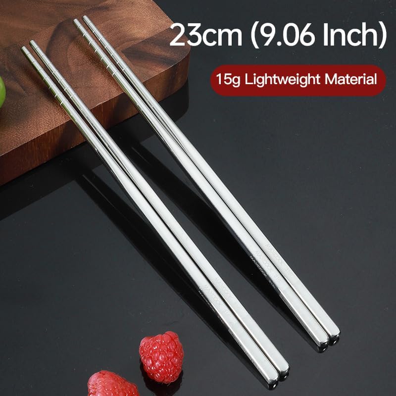 Pure Titanium Chopsticks,Reusable Chop sticks, Dishwasher safe Japanese Korean Camping Chopsticks, Lightweight Travel Chop Sticks (2 Pairs)