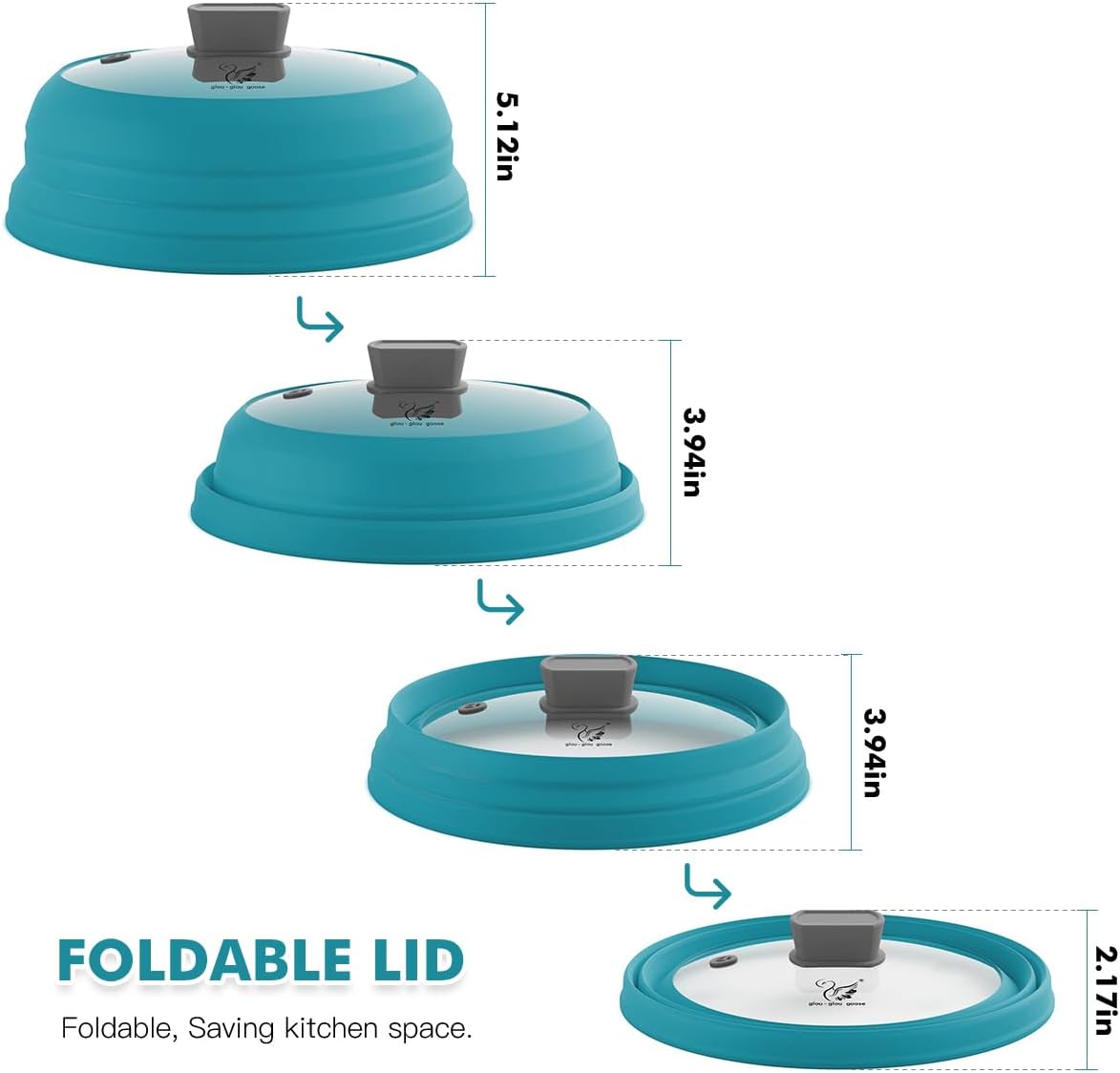 Microwave Splatter Cover Glass Cover Splatter Guard Lid with Collapsible Silicone for Food Cover Plate Cover 10.8 inch Blue