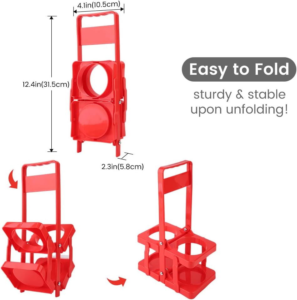 Musbus Reusable Drink Carrier with Handle for Doordash, Grubhub, Portable Cup/Coffee Holder Accessories for Delivery, Foldable Drinks Caddy with Tray, Car Durable Plastic Festive Bottle, Vacation