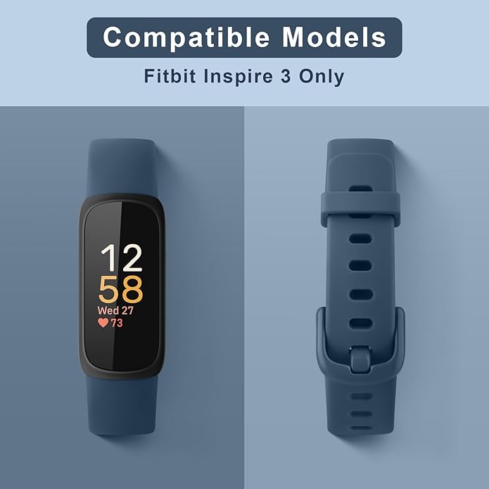 3 Pack Bands Compatible with Fitbit Inspire 3 Bands, Soft Silicone Adjustable Wristband Replacement Sport Straps Compatible with Fitbit Inspire 3 Fitness Tracker