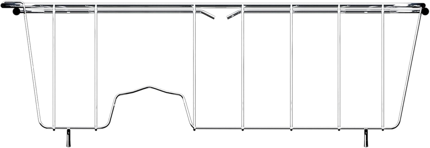 Stainless Steel Dish Drying Rack(15"L x 8.3"W x 4.2"D), Expandable Fruit & Vegetable Drain Rack over Sink, Dish Drainer Rack in Sink, with Stainless Steel Utensil Holder & 16" Silicone Mat