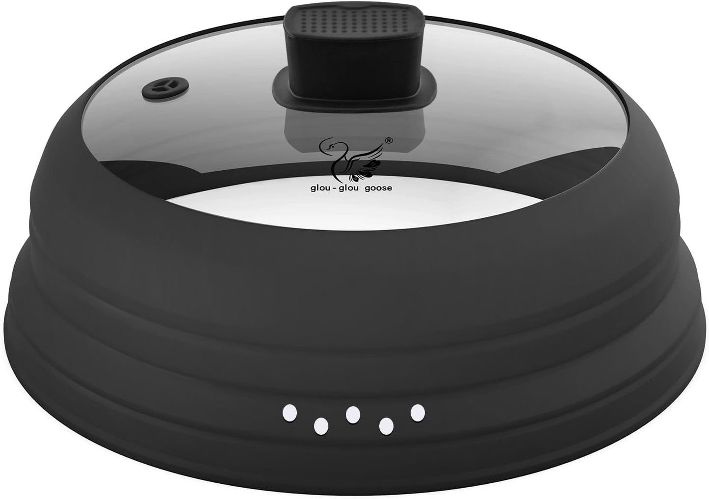 Microwave Splatter Cover Glass Cover Guard Lid with Collapsible Silicone for Food Pot Plate Cover 10.8 inch Black