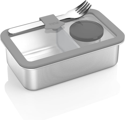 Stainless Steel Bento Box for Kid, 33oz Leak-Proof Lunch Box Containers with Adjustable Divider, Microwave-Safe, Metal Lunchbox for School Travel