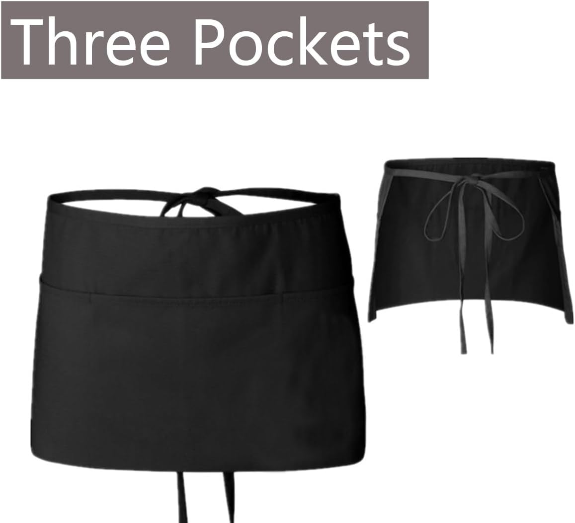 Bringsine 2 Pack Bib Chef - Unisex Aprons with 3 Pockets,Machine Washable for Men and Women,Kitchen Resistant Cooking BBQ Aprons Bulk(Black)