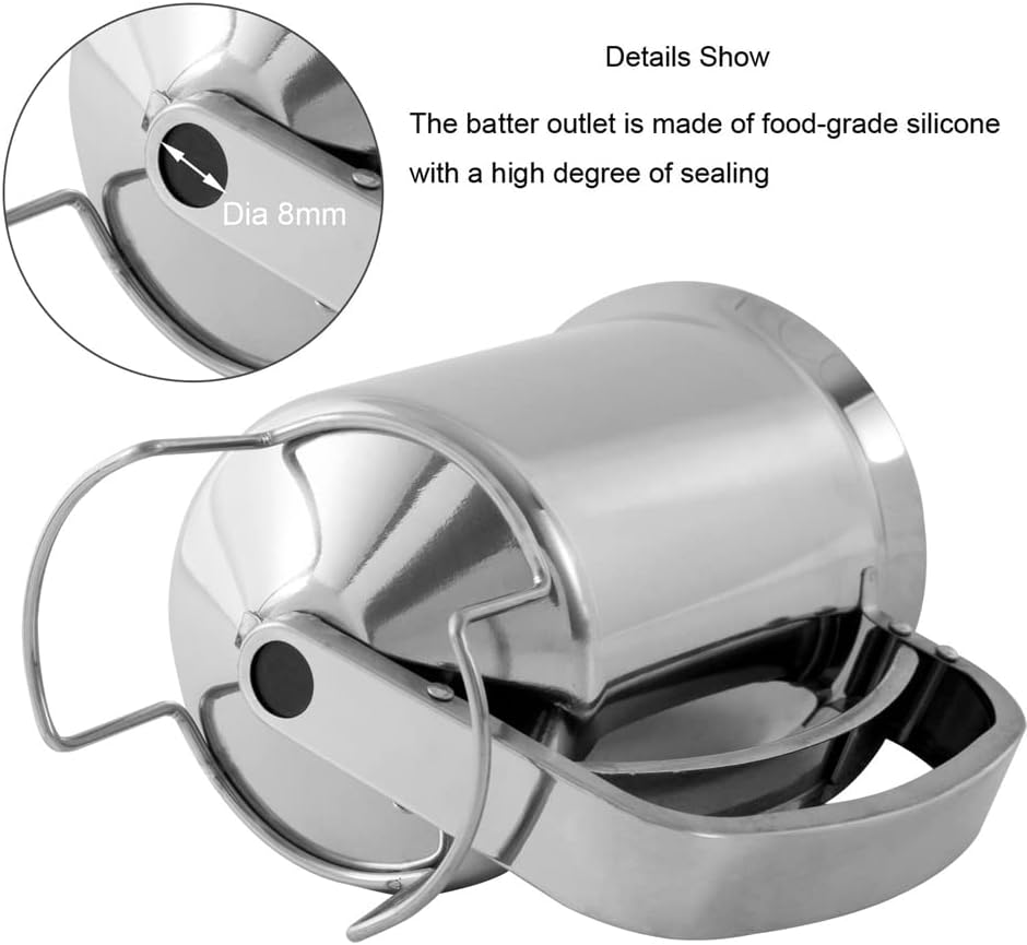 800ml Stainless Steel Pancake Batter Dispenser - Great for Baking,Cupcakes,Muffins-Cooking Crepes,Waffles- Easyflow Spout -Measuring Gauge in Mls and cups
