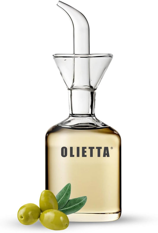 Olive Oil Dispenser Bottle Borosilicate Glass - 4.2 oz 125ml Non Drip Dispenser - Leak Proof Pourer Vinegar Drizzler Cruet - Easy Clean Drip Free Bottles for Kitchen