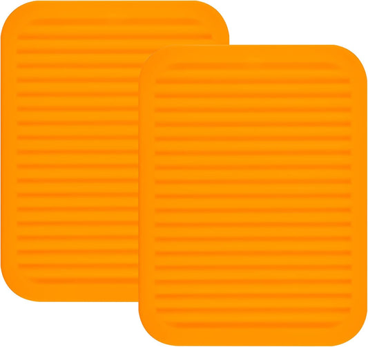 Smithcraft Silicone Trivets Mats - Hot Pads for Countertops, Tables, Pot Holders - Spoon Rest & Drying Mats Set of 2 - Color Orange