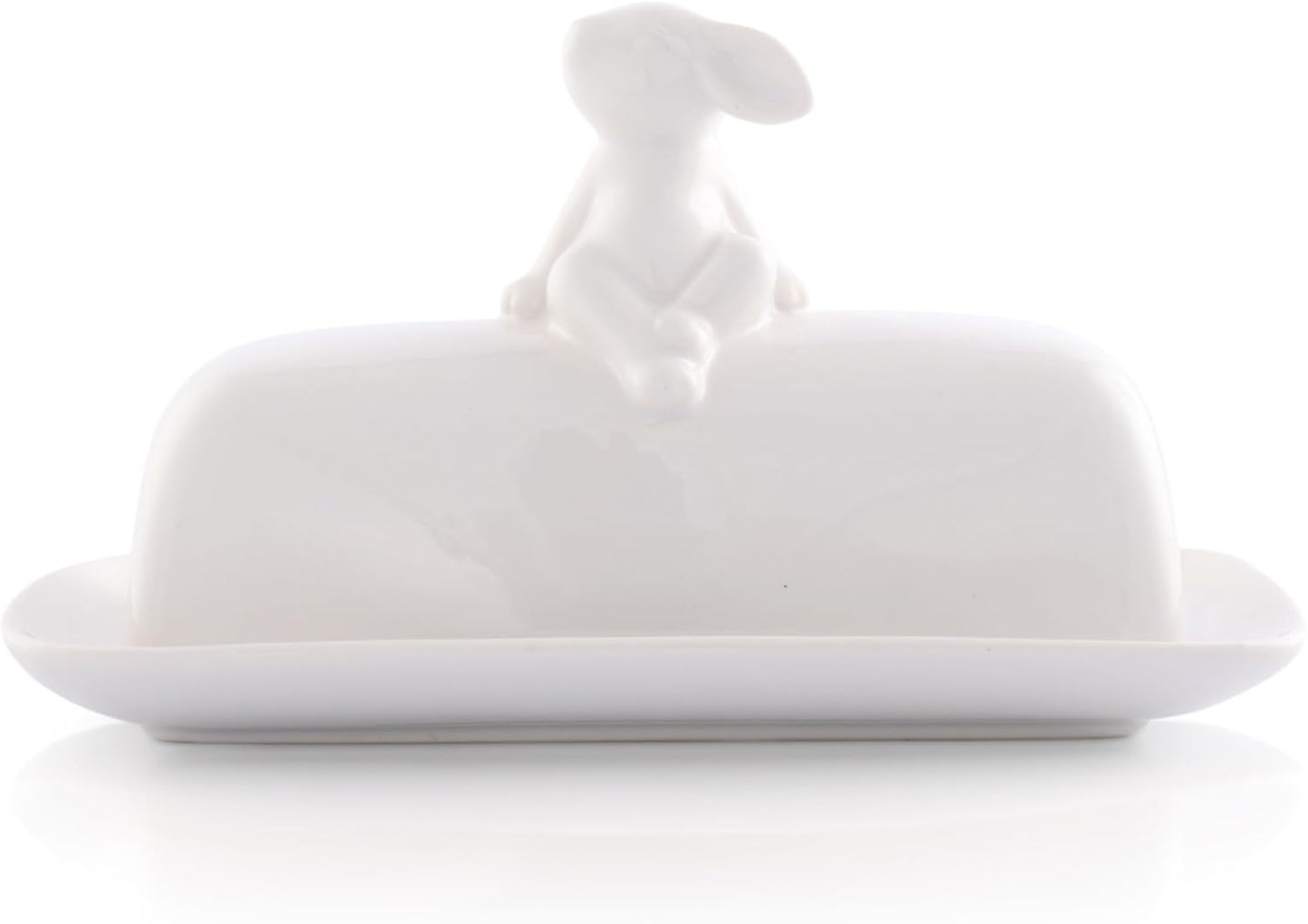 Arthur Court White Stoneware Setting Bunny Butter Dish, Accommodates All Butter Sizes, Durable and Easy to Clean, Adds Whimsy and Elegance to Table Settings - Spring Easter Lidded Butter Dish