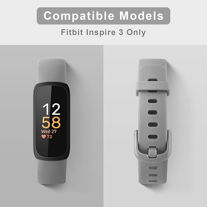 3 Pack Bands Compatible with Fitbit Inspire 3 Bands, Soft Silicone Adjustable Wristband Replacement Sport Straps Compatible with Fitbit Inspire 3 Fitness Tracker