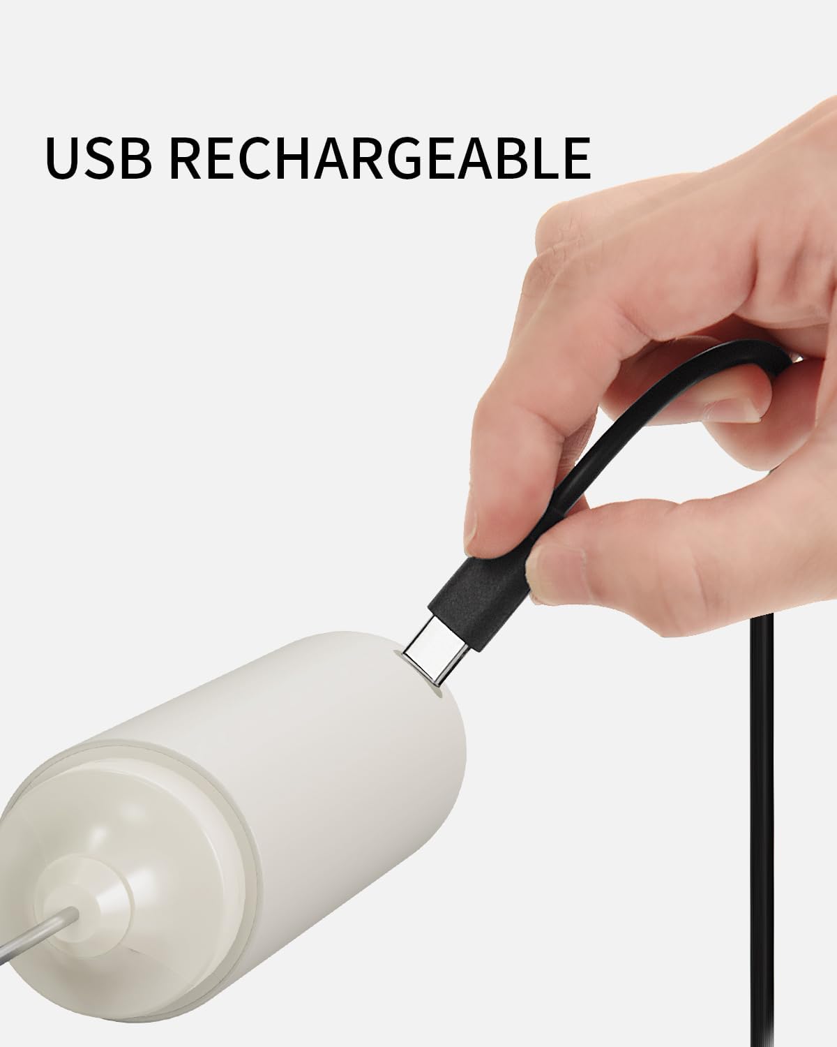 CIRCLE JOY Portable Rechargeable Milk Frother Hanheld, Dual Spring Whisk Electric Coffee Frother Wand Drink Mixer for Matcha Lattes Cappuccino, Kitchen Gifts, Beige