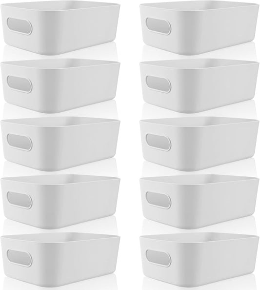 Zopeal Plastic Storage Bins 10 Pcs Gray Pantry Organizer Bins Small Baskets Storage Containers for Home Kitchen (8 x 5.7 x 3 Inch)