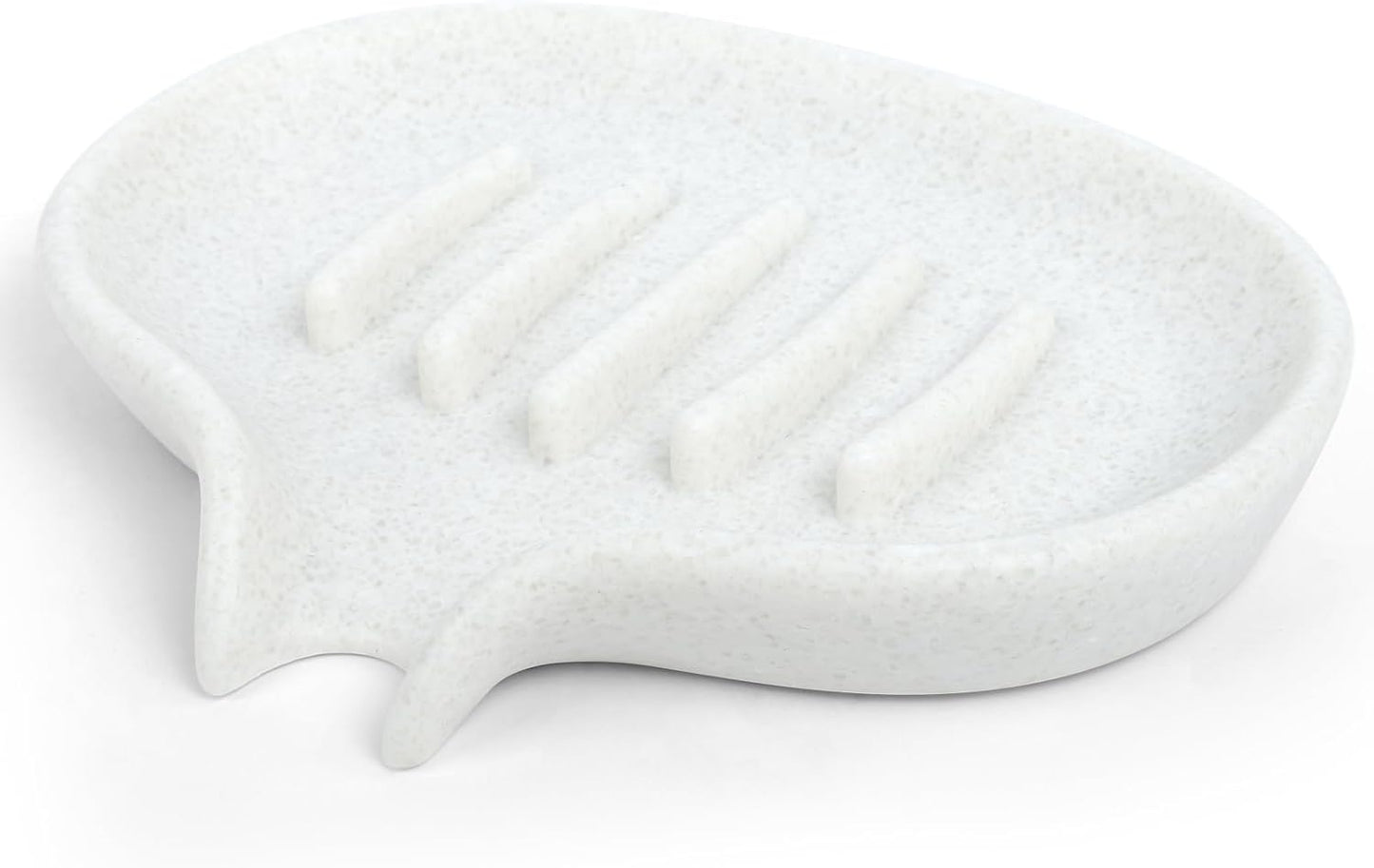 2 Pcs Soap Dish with Drain- Self Draining Bar Soap Holder for Shower, Marble Look Soap Savers Soap Tray Sponge Holder for Kitchen, Bathroom, Bathtub Sink, Crystal White